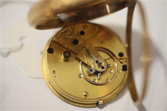 An 18ct engraved gold keywind dress pocket watch,